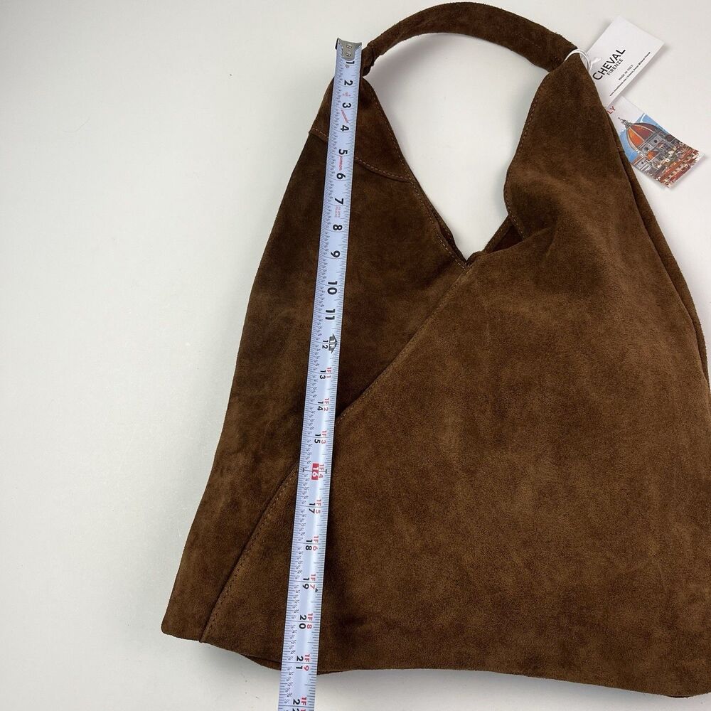 Cheval Italy Suede Leather Hobo Shoulder Bag Brown Oversized Tote Boho Hippie - Picture 8 of 14